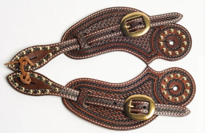 Cowboy Chrome Brass Nail Head Spur Straps S306