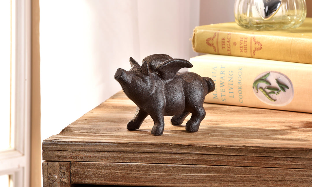 Gift Craft Cast Iron Flying Pig Table Decor
