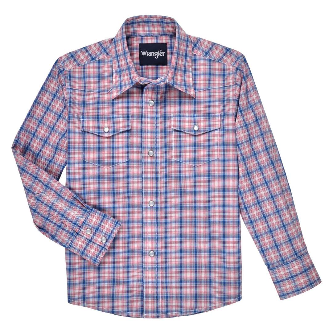 Wrangler Classic Fit Boys Pink/blue L/S Shirt 112326323