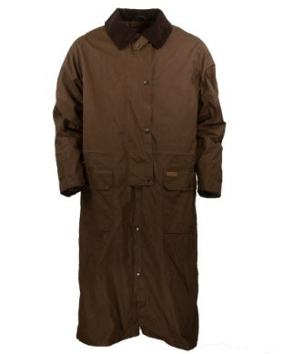 DA'S Big Over Coat brown&seedling ダズ Men's Dakota Waxed Cotton Casual Coat | Aged Leather Look Coat
