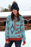 Cruel Women's Hoodie Light Blue Aztec CWK7464001