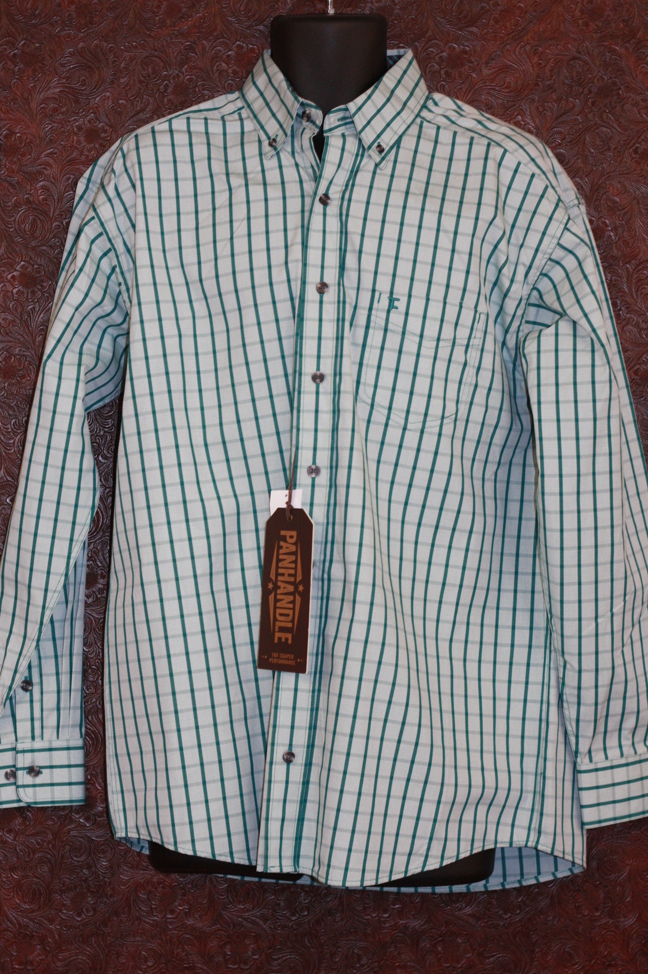 Panhandle  Teal Strip button down L/S TCD5572