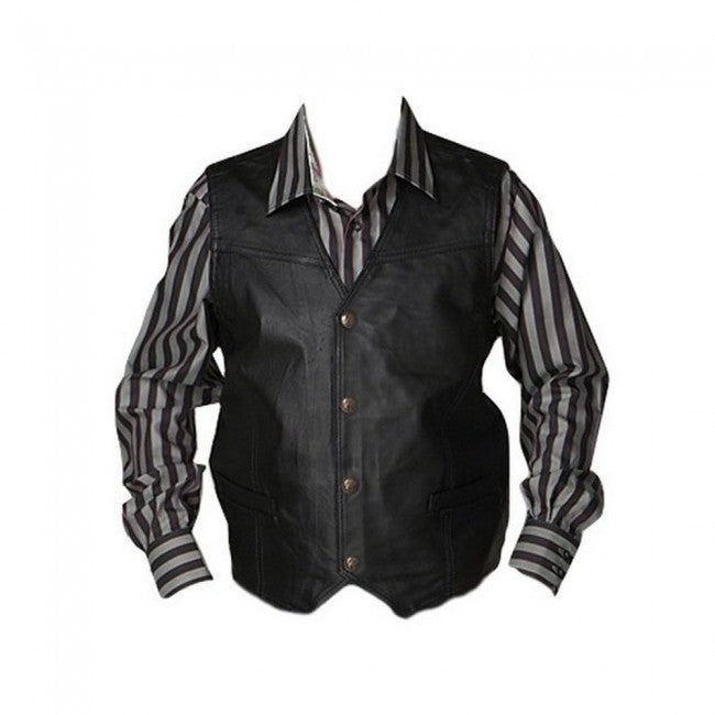 boys black leather vest