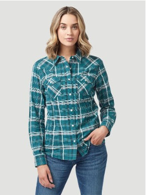 Wrangler Retro Green Plaid Snap LS 112321389
