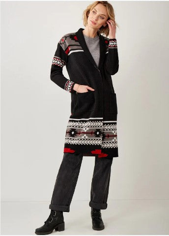 Charlie Paige Utah Cardigan 408978 Azt Bk/Multi