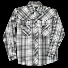 Load image into Gallery viewer, Cowboy Hardware Youth Black Hermosillo LS Plaid 325457-010-K