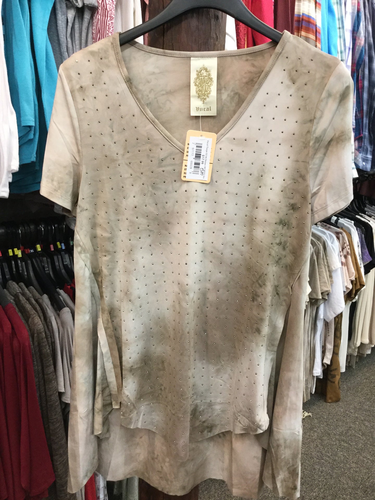 Vocal Taupe Dyed Short Sleeve W/Stones IM1432S