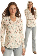 Load image into Gallery viewer, Pandhandle All Over Southwest Print Hoodie Cream LW94T03428