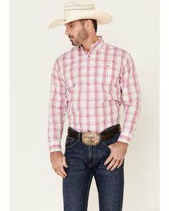Wrangler Pink/Peach Plaid LS Shirt