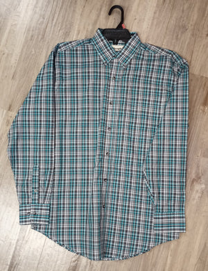 Wrangler Riata LS Bttn Teal/Blk Plaid 112318641