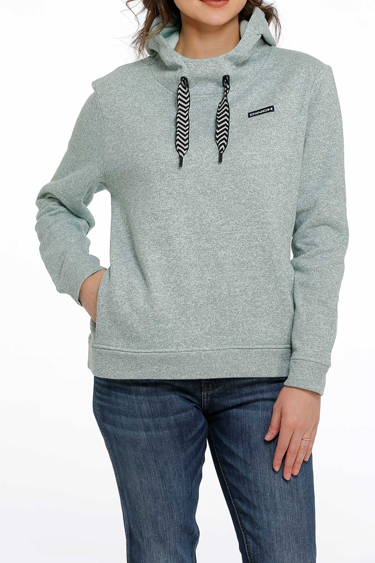 Cinch Womens Hoodie Heather Light Green MAK7898002 Rittels