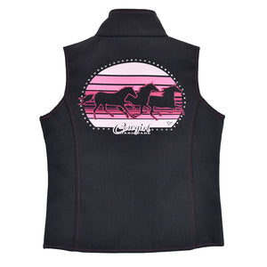 Cowgirl Hardware Yth Sunset Triple Horse PS Vest Smoke/Pink 487251-145