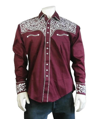 Rockmount Vintage Embroider Tooling Burg Snap Shirt 6859-Burg