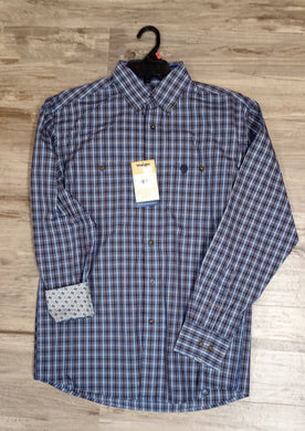 Wrangler George Strait LS Bttn Shirt Blue Plaid 112318986
