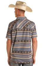 Load image into Gallery viewer, Rock&amp;Roll Short Sleeve Southwest Printed Polo Nv/Tan BM53T03492