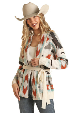 Panhandle Belted Cardigan BW95T02723 Multi Aztec