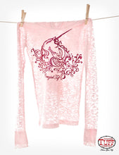 Load image into Gallery viewer, Cowgirl Tuff Light Pink Hooded Tee With Horse Print H00406