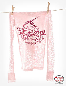 Cowgirl Tuff Light Pink Hooded Tee With Horse Print H00406