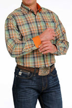 Load image into Gallery viewer, Cinch LS Gr/Or Plaid Shirt MTW1105476