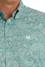 Load image into Gallery viewer, Cinch Mens Turquoise Paisley Button Up MTW1105704