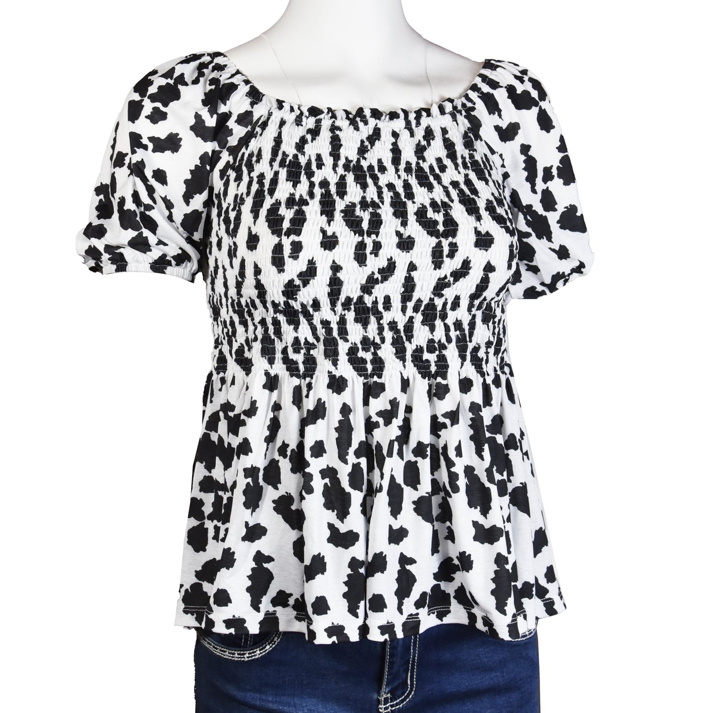 Cowgirl Hardware Cowprint Smock S/S Top 235783-010