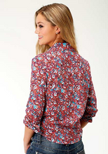 Load image into Gallery viewer, Roper Turq/pink/wine Floral Print Snap 3505902021MU