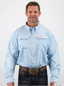 Drover Cowboy Threads Bonanza Vent Shirt Blue Plaid LS
