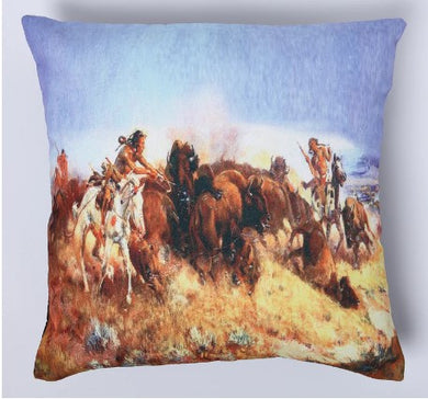 El Paso Saddle Blanket Buffalo Hunt Digital Prt Pillow #207
