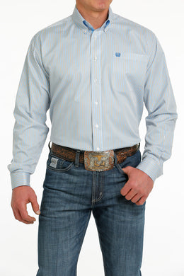 Cinch Mens L/S Stripe White MTW1105541