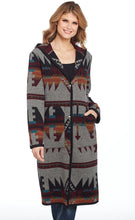 Load image into Gallery viewer, Cripple Creek Button Front Navajo Blanket Duster W/Hood CR16149