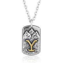 Load image into Gallery viewer, Montana Silversmiths At the Base of the Yellowstone Necklace Dog Tag  YELNC5373