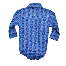Load image into Gallery viewer, Cowboy Hardware Infant Blue Tonal Aztec LS Romper 725518R-400