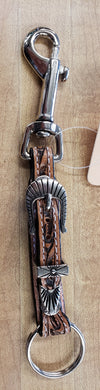 Tooled Leather Key Chain W/Clip
