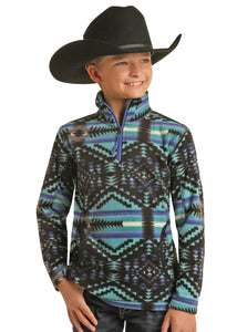 Powder River Black Aztec Quarter Zip Fleece Pullover PRKO91RZXV