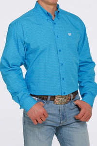 Cinch LS Blue/Wh Prt Shirt MTW1105402