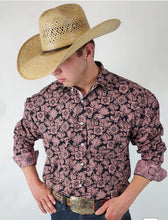 Load image into Gallery viewer, Drover Cowboy Threads Rattler Blk/Pink Paisley Prt LS