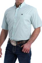 Load image into Gallery viewer, Cinch MTW1111365 SHORT SLEEVE STRETCH LIGHT BLUE, WHITE AND CHARCOAL PLAID BUTTON-DOWN WESTERN SHIRT