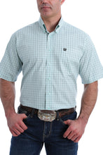 Load image into Gallery viewer, Cinch MTW1111365 SHORT SLEEVE STRETCH LIGHT BLUE, WHITE AND CHARCOAL PLAID BUTTON-DOWN WESTERN SHIRT