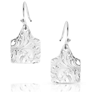 Montana Silversmiths Earrings Chiseled Cow Tag ER5398