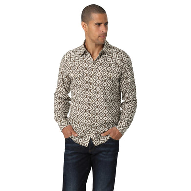 Wrangler Retro Brown Aztec Snap LS 112327794