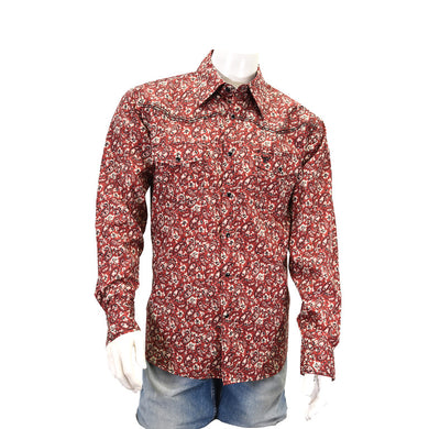 Cowboy Hardware Range Floral L/S Prt Burgundy 125510-120