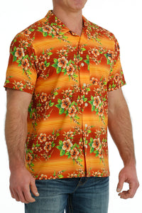 Cinch Men's Camp Shirt Org Hawaiian Prt MTW1401041