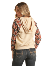 Load image into Gallery viewer, Rock&amp;Roll Tan Sw Prt Sleeve Hoodie BW94T03305