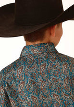 Load image into Gallery viewer, Roper L/S Amarillo Snap Vintage Teal Paisley 0303002250787
