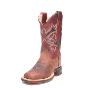 Old West Br. Bull Hide/Burnt Red Youth Boot BSY1912