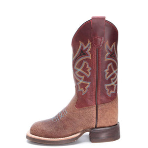 Old West Br. Bull Hide/Burnt Red Childrens Boot BSC1912