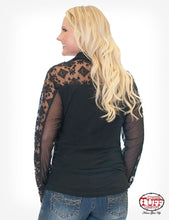 Load image into Gallery viewer, Cowgirl Tuff Black Jersey And Lace Sleeve FOO406