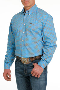 Cinch Mens L/S Print Blue MTW1105542