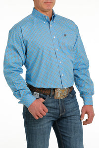 Cinch Mens L/S Print Blue MTW1105542
