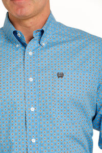 Cinch Mens L/S Print Blue MTW1105542